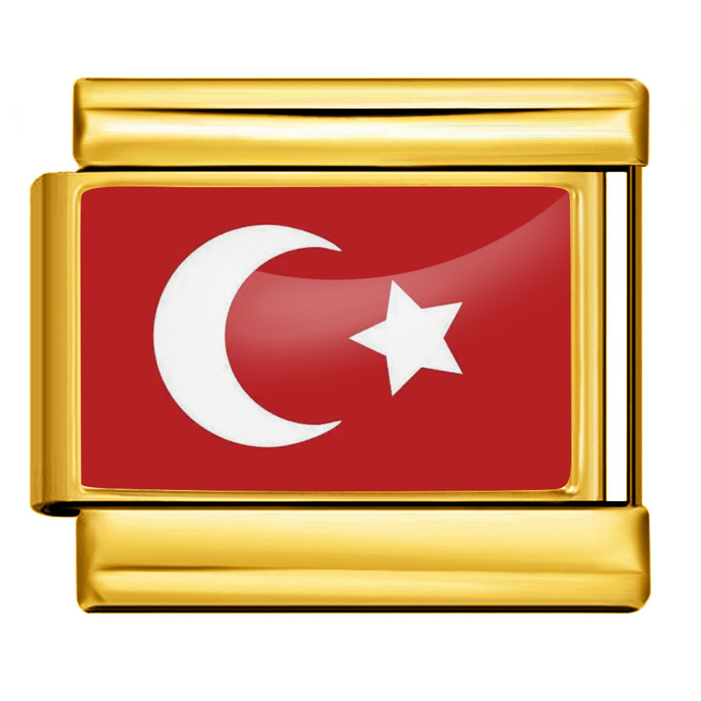 Wholesale 9mm Italian Charm Starter Bracelets DIY Flag Series Stainless Steel Composable Bracelet