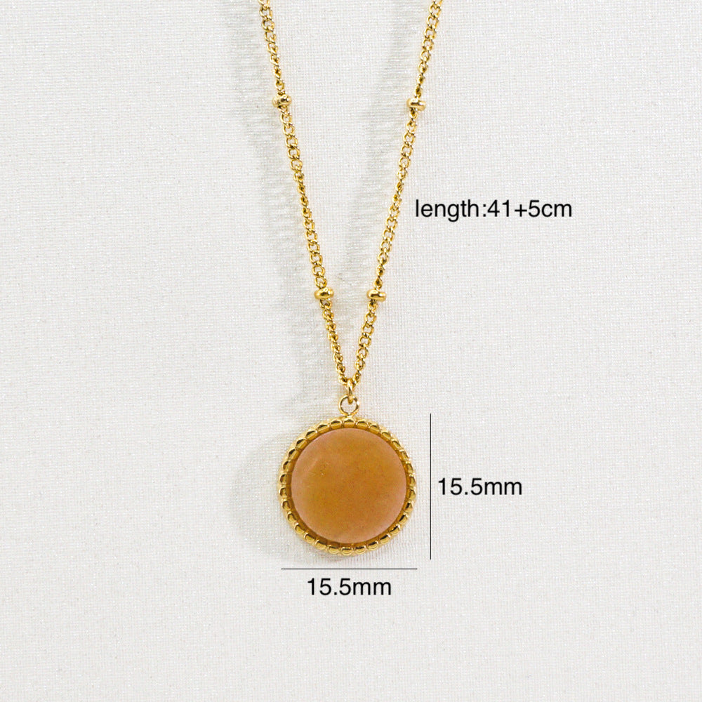 Wholesale  Titanium Steel 316L Cut Face Natural Stone Mang Star 14K Gold Necklace