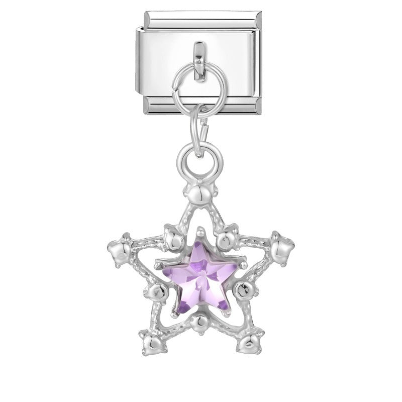 Wholesale  Italian Charm Bracelet 9mm DIY  Star Pendant Creative Stainless Steel Composable Bracelet