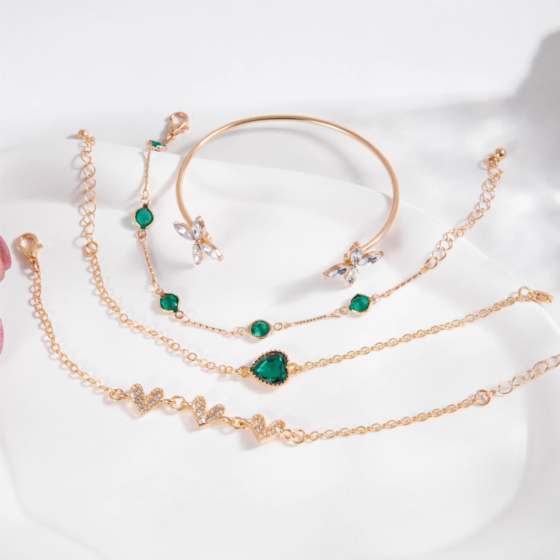 Wholesale  Retro  Gem Love Stacked Bracelet Set