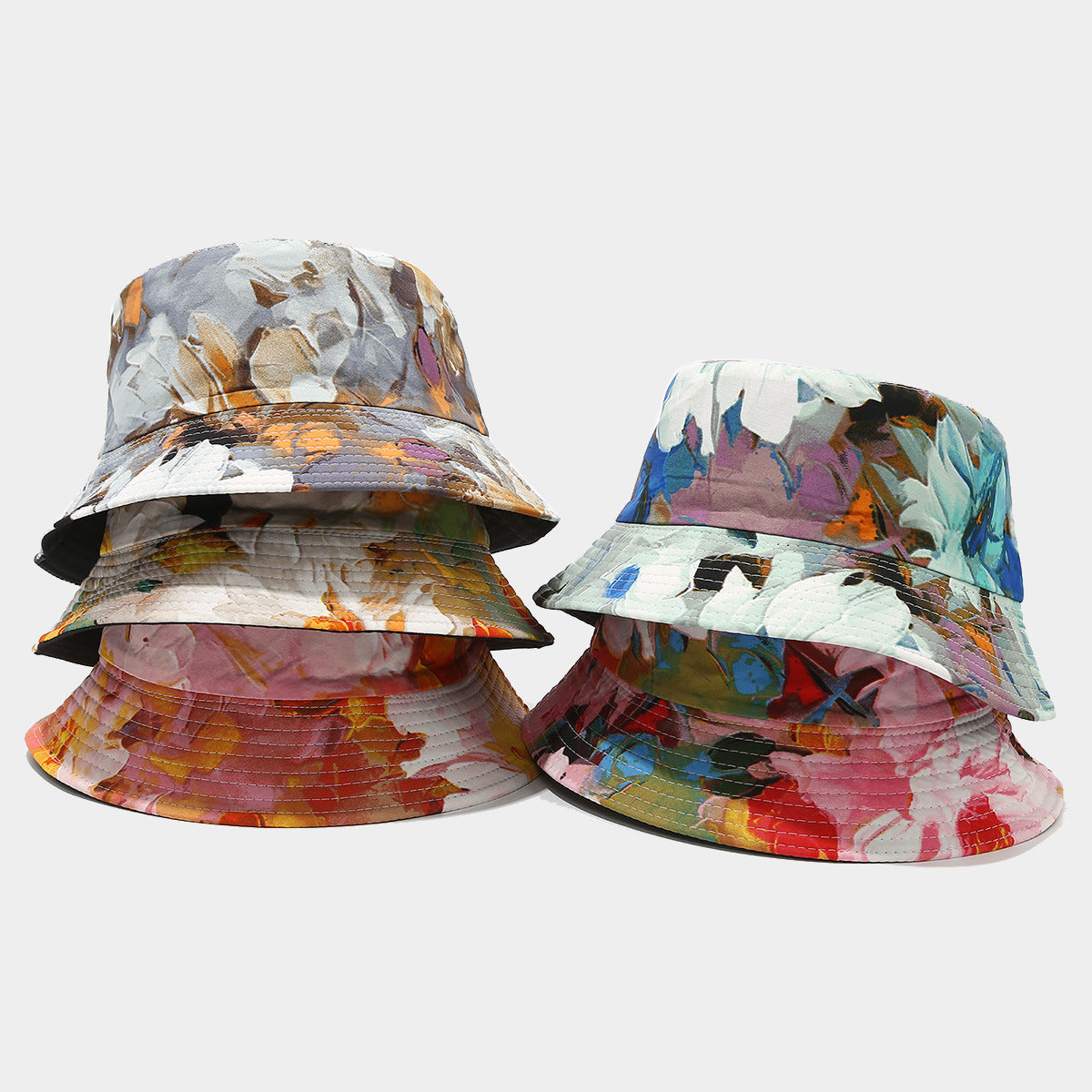 Wholesale Double-Sided Fisherman Hat  Flower Pattern Basin Hat