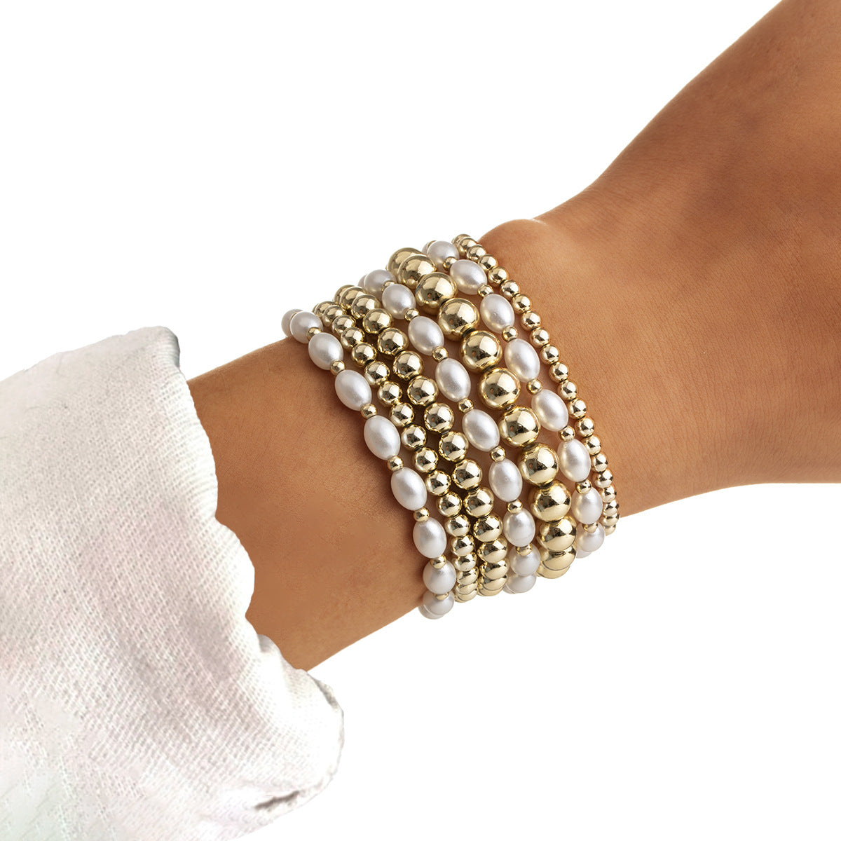 Wholesale Bohemian  Pearl Beaded Elastic Women's Bracelet
