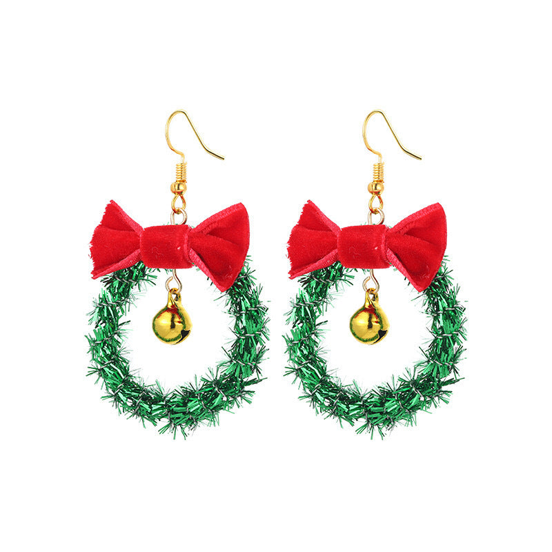 Wholesale Christmas Earrings  Christmas Hat Elk Christmas Bell Earrings
