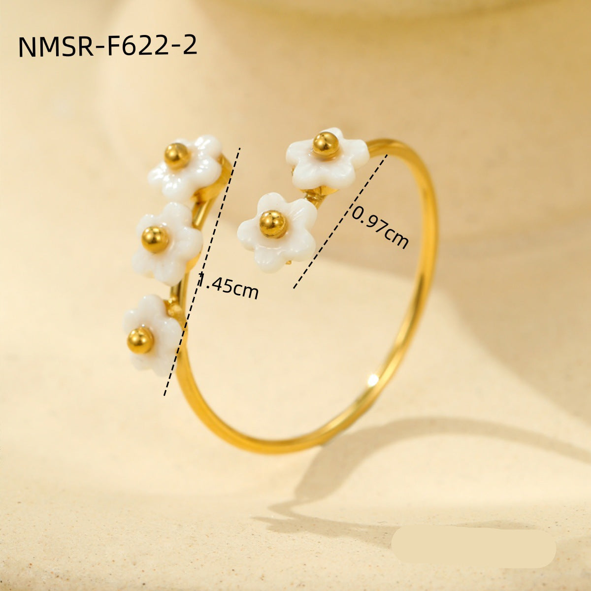Wholesale flower 18K gold stainless steel ring