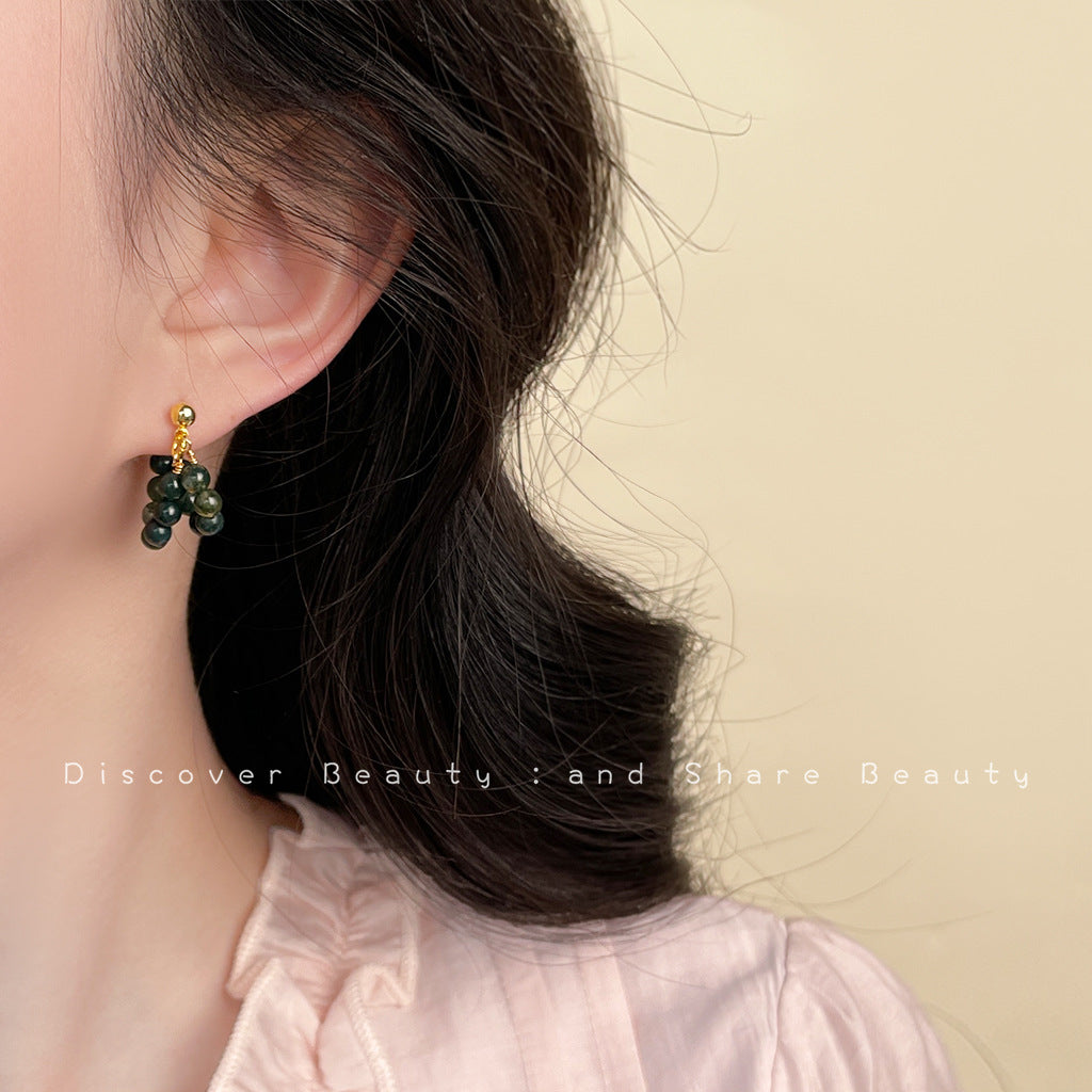 Wholesale Retro Green Oil Drop Flower Earrings