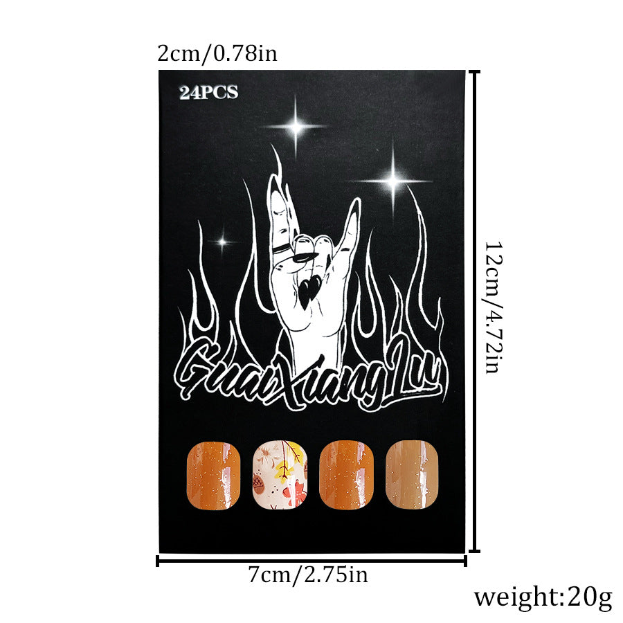 Wholesale 24 Pieces/box Small Flower Pure Color Glitter Press-on Nails Kits Nail Stickers ACC-NS-GuaiXL112