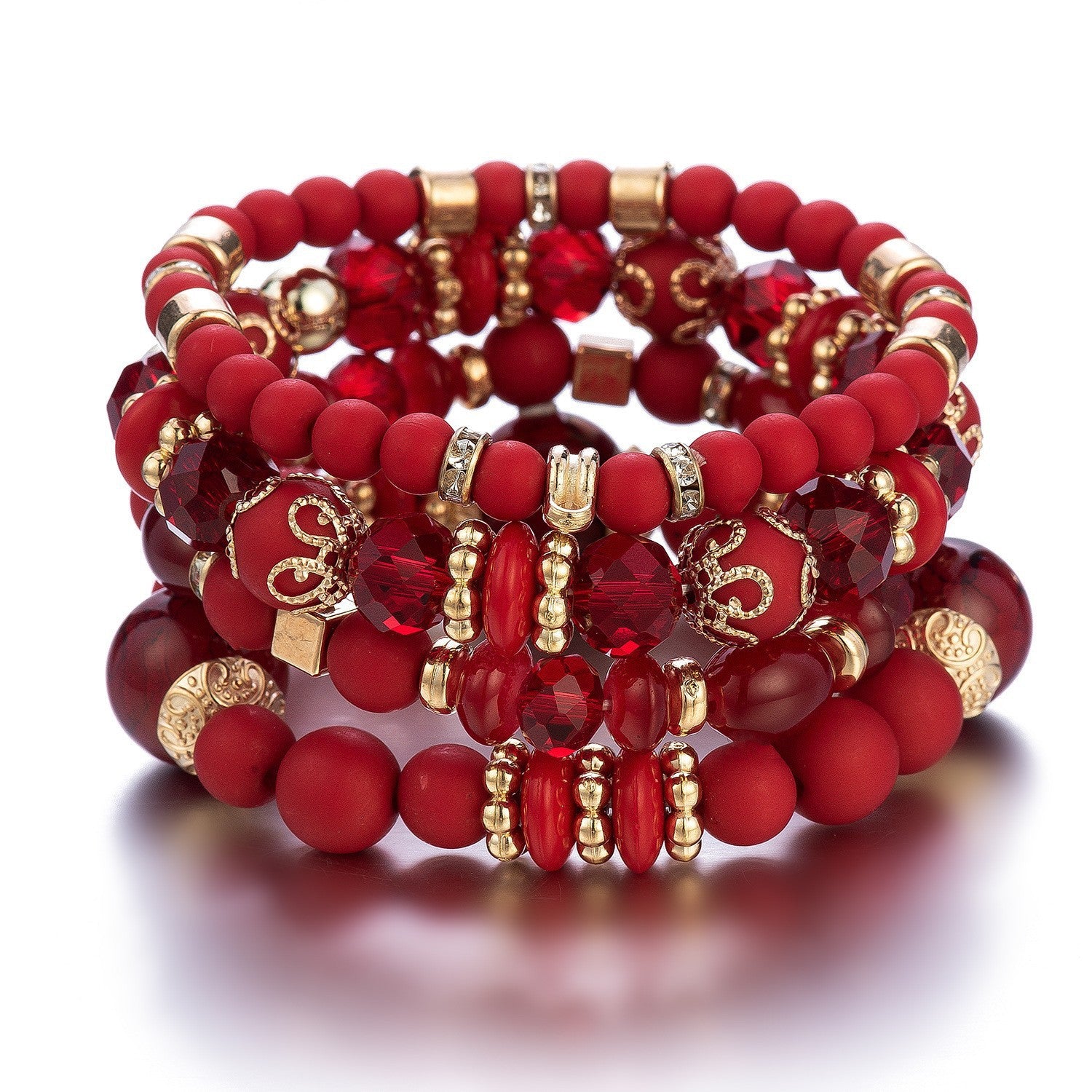 Wholesale Boho Bohemian Multi-Layer Crystal Heart Beaded Bracelet,  Fashion Jewelry Accessory for Women,  Gift for Boutique Resale