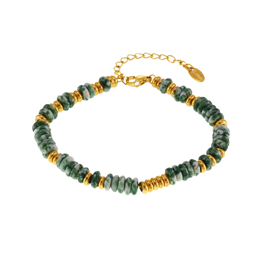 Wholesale Titanium Steel  Natural Stone Abacus Beads Bracelet