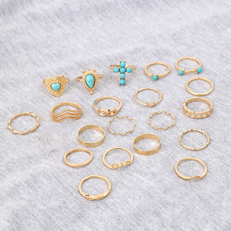 Wholesale Bohemian Ethnic Style Ring Set Zinc Alloy Electroplated Jewelry Accessory for Everyday Wear
