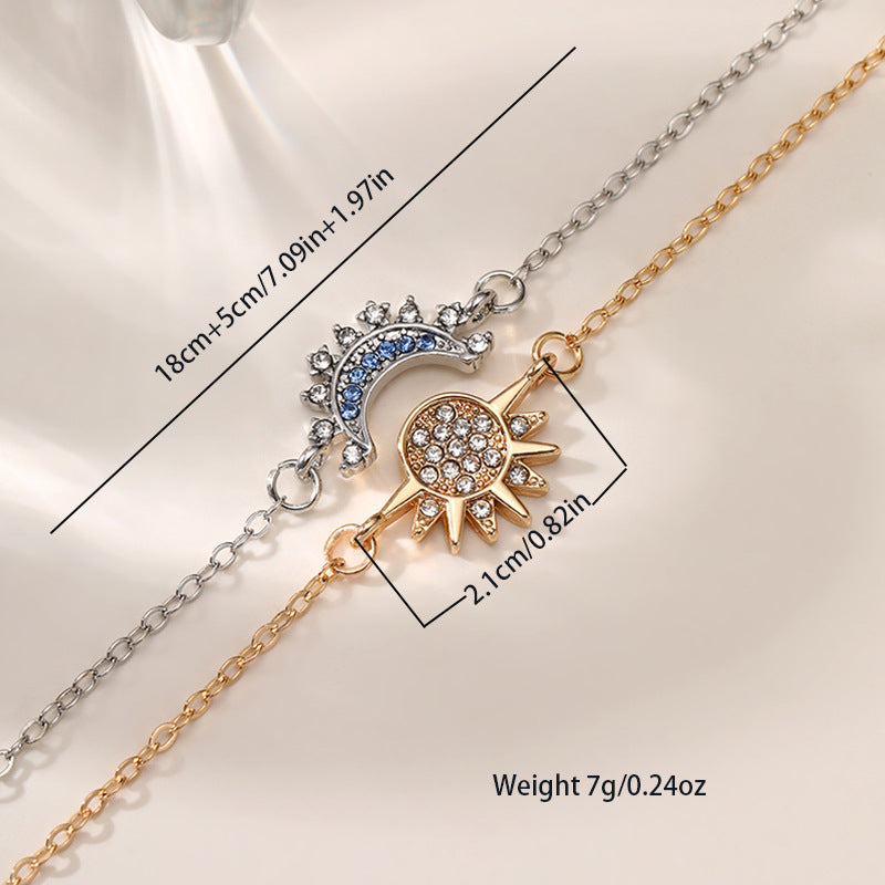 Wholesale Diamond-encrusted Sun and Moon Couple Bracelet
