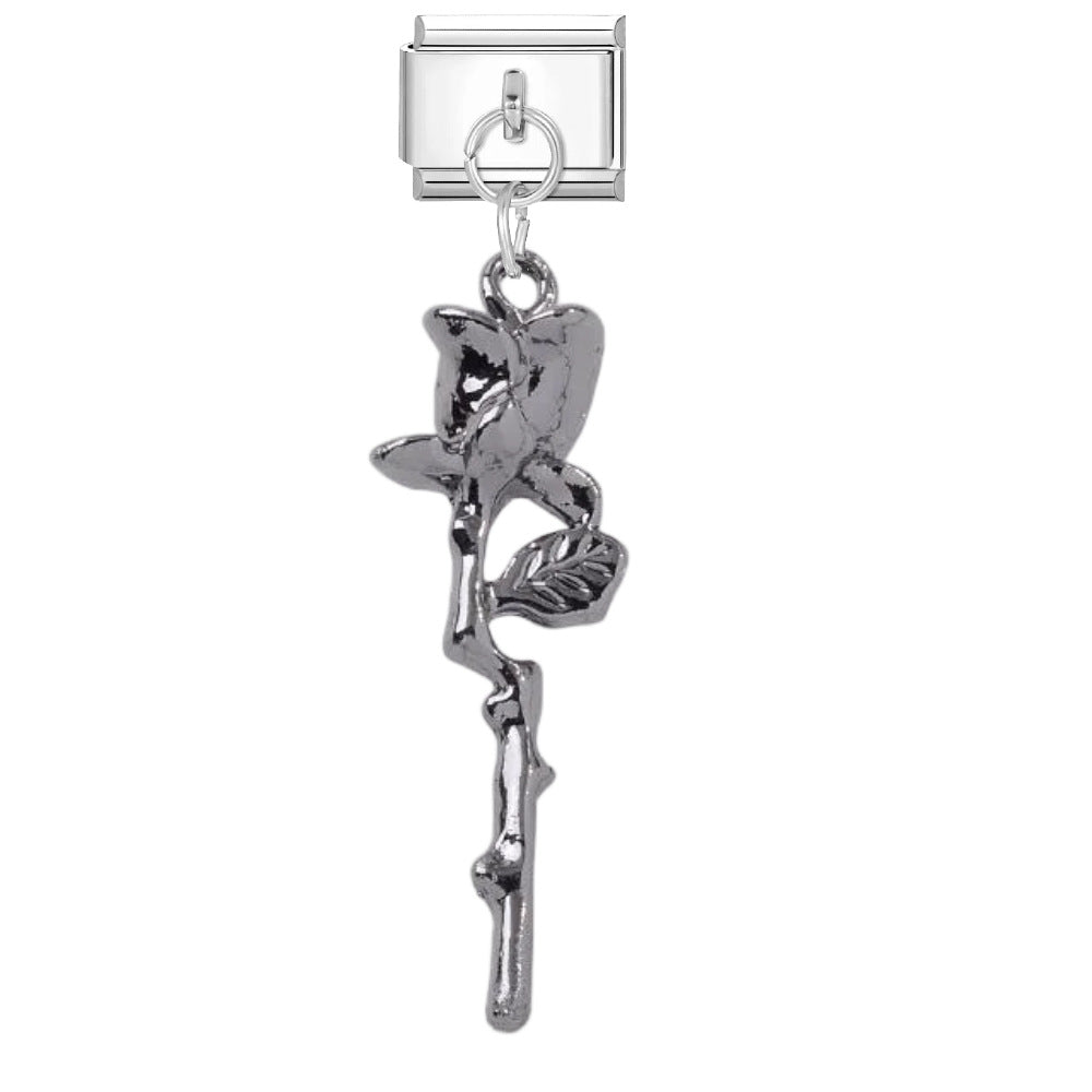 Wholesale Dark Punk DIY Bracelet Strap - Titanium Steel Black Cross Enamel,  Jewelry Accessory for Resale
