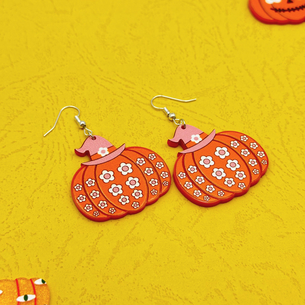 Wholesale Halloween Pumpkin Eyes Acrylic Earrings ACC-ES-Weiw003