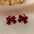 Wholesale Burgundy Flocking Bow Flower Ear Clips Earrings