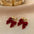 Wholesale Burgundy Flocking Bow Flower Ear Clips Earrings