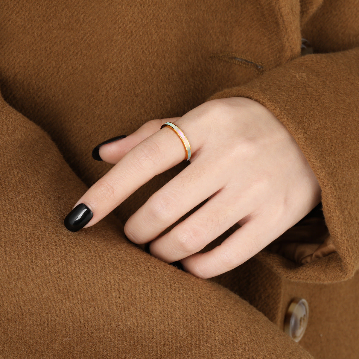 Wholesale  light luxury all-match gold-plated titanium steel ring