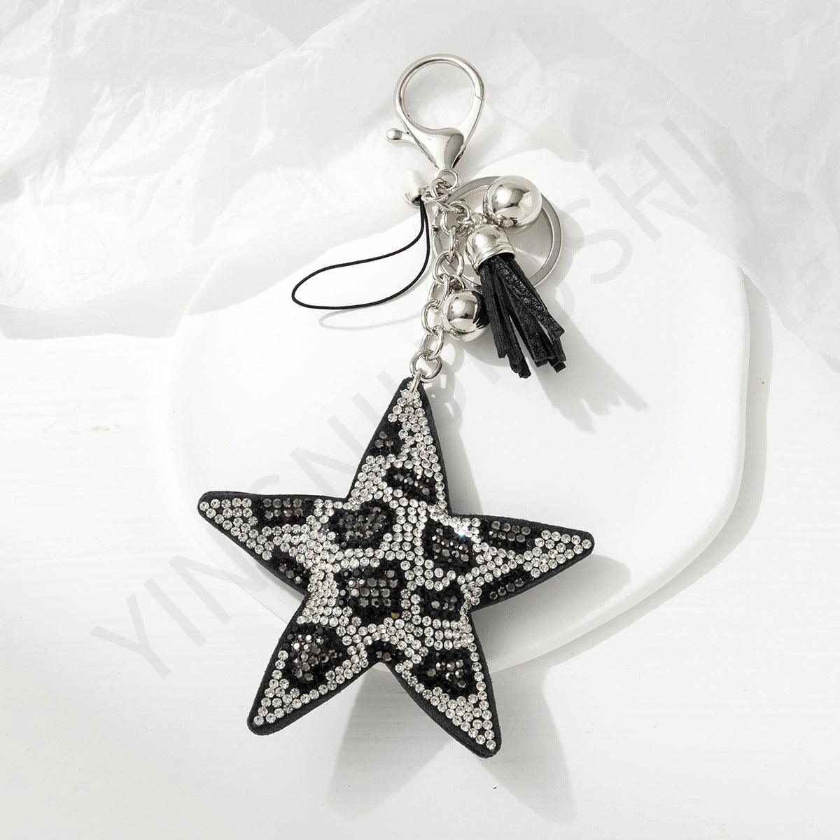 Wholesale 10pcs Creative Leopard Print Rhinestone Keychain ACC-KC-YN001