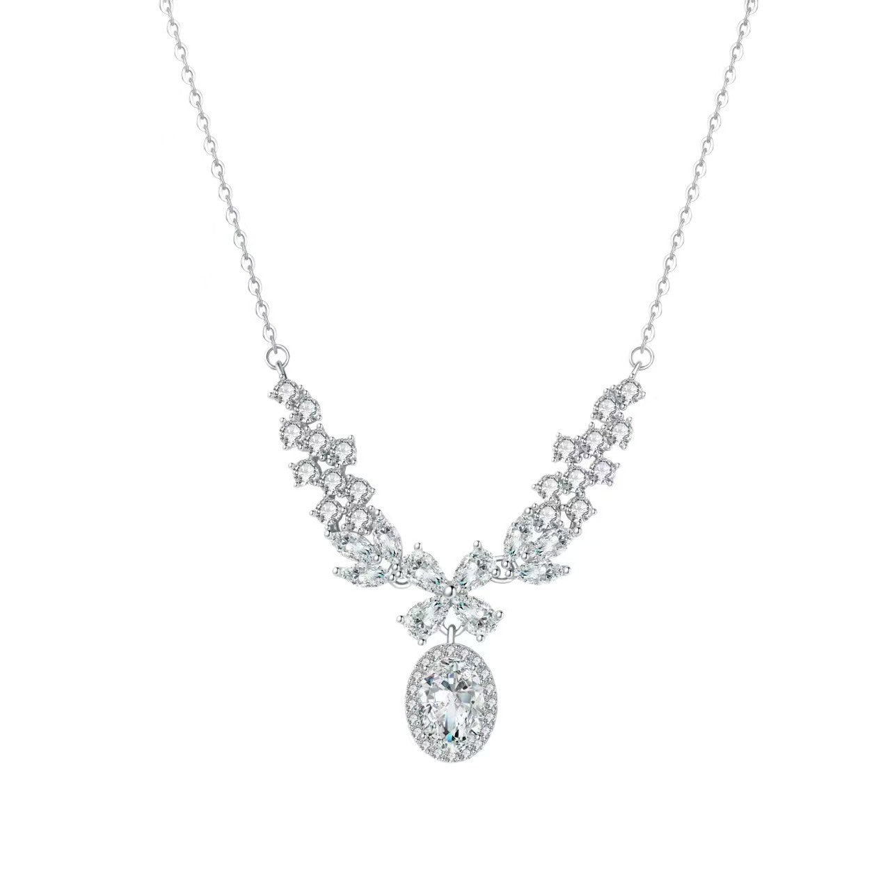 Wholesale Angel Wings Gemstone Necklace for Women,  Full Diamond Pendant,  Eye-Catching Clavicle Chain,  High-End Luxury Niche Neck Chain