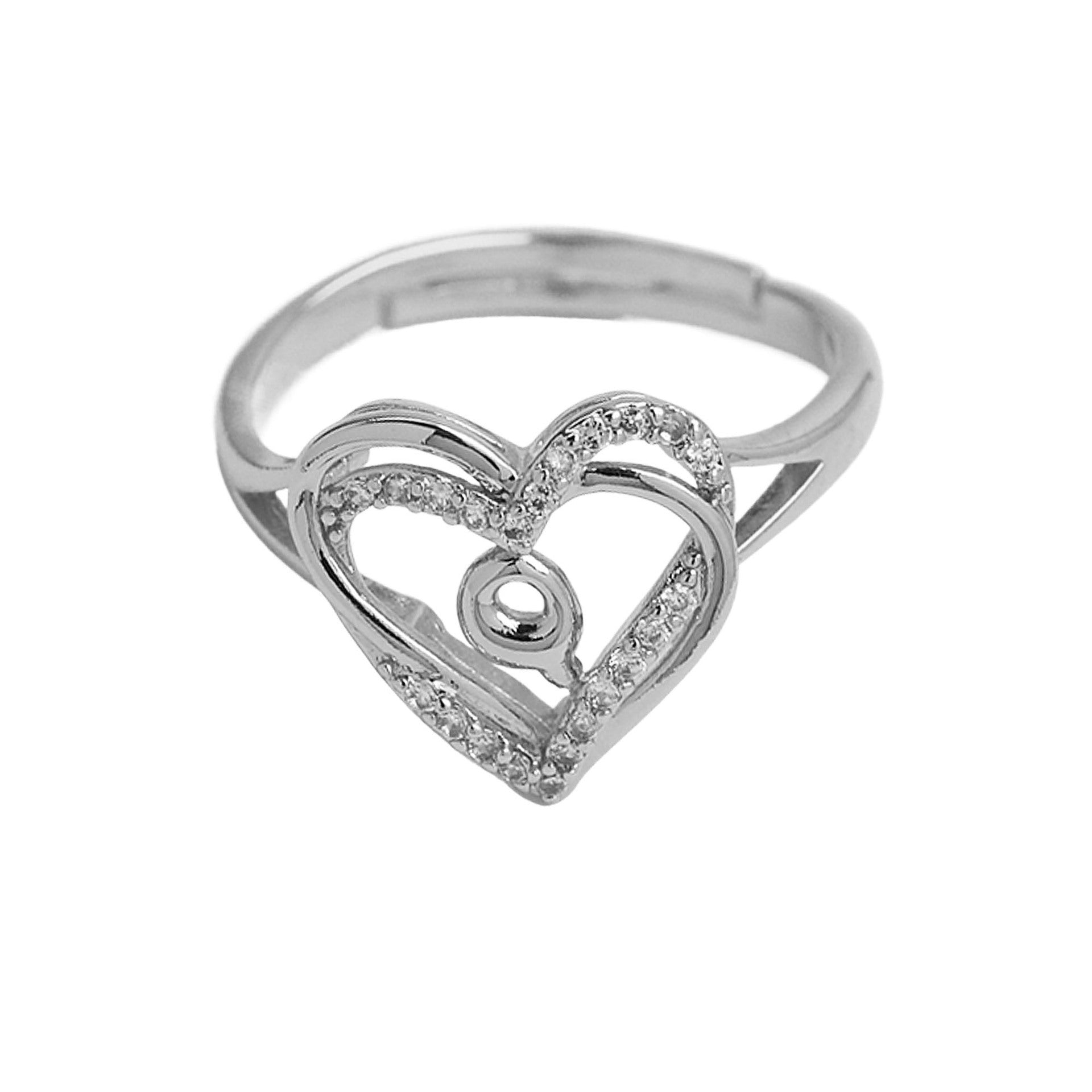 Wholesale silver love heart-shaped 26 English letters open heart women's ring