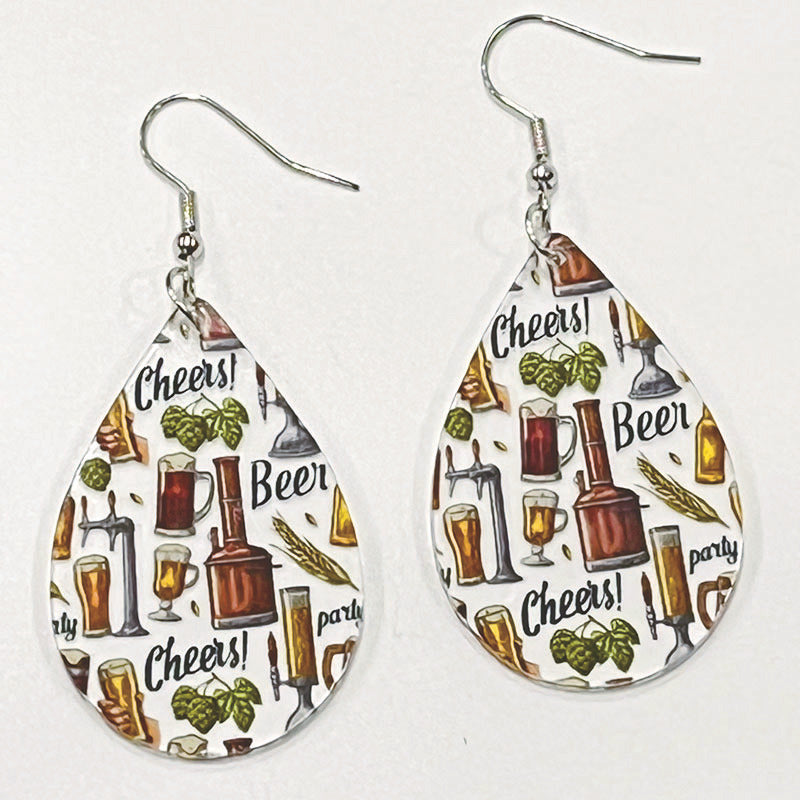 Wholesale 2 Pairs/pack Retro Fun Cute Cold Beer Water Drop Acrylic Earrings ACC-ES-HY073