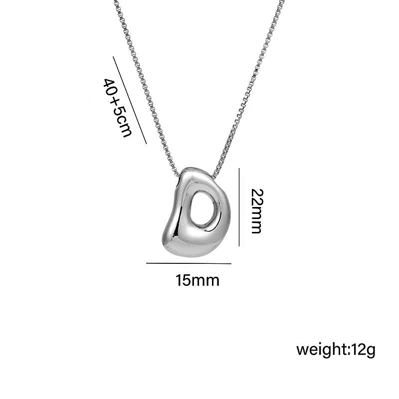 Wholesale Brass Glow Balloon Bubble Cute Chubby 26 English silver Letter Pendant Necklace