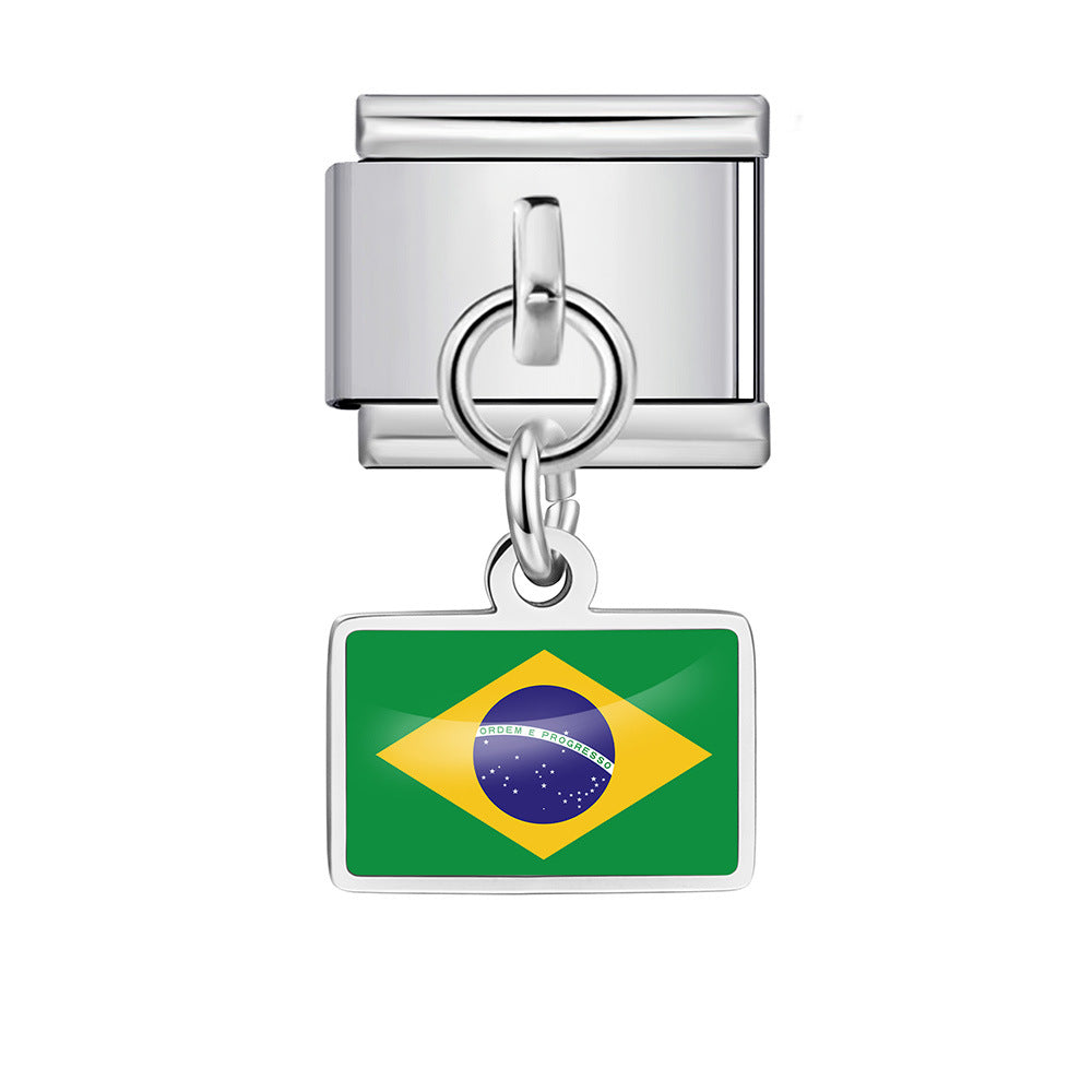 Wholesale World Flag Modular Bracelet Stainless Steel DIY Fashion Accessory