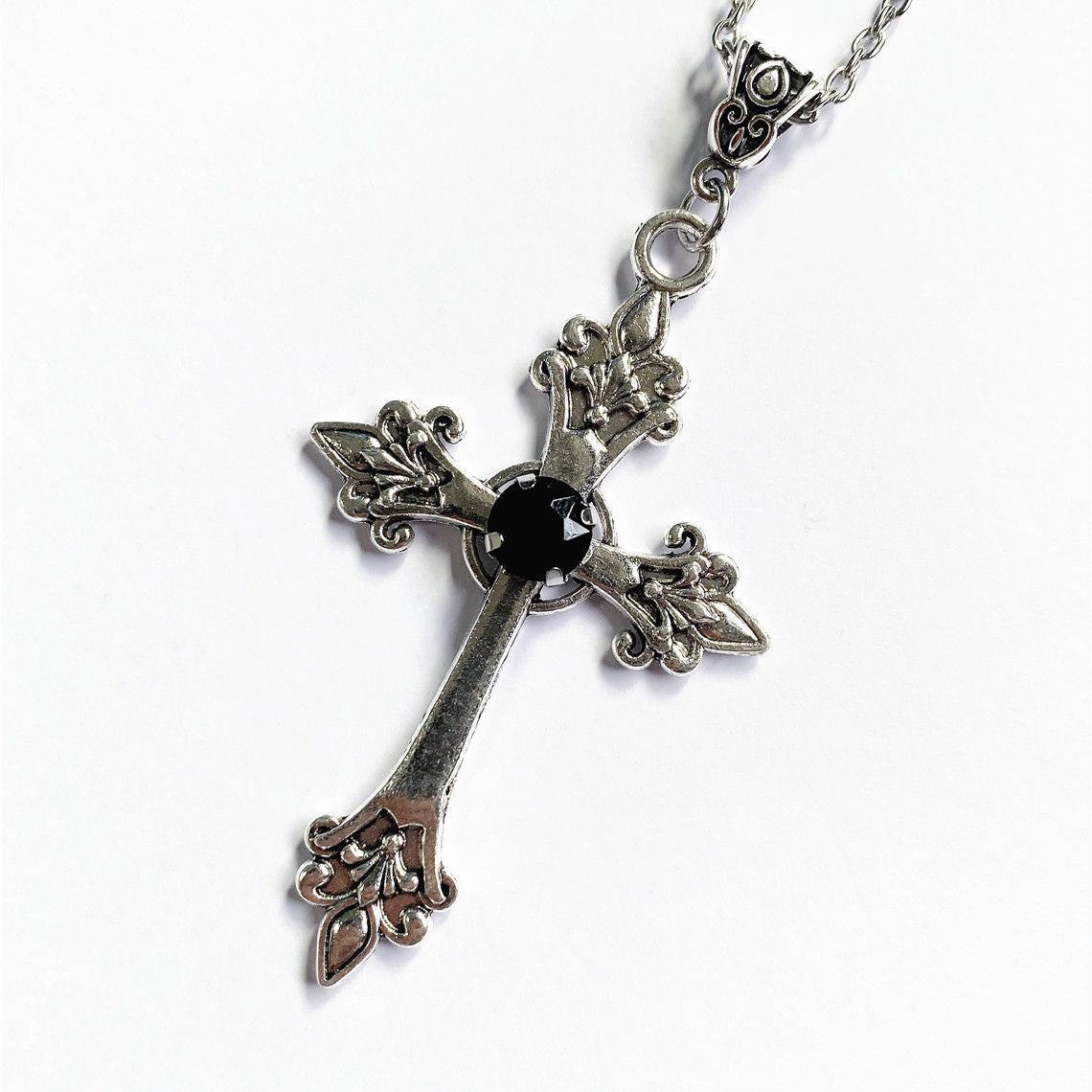 Wholesale Creative Flower Pattern Cross Diamond Necklace