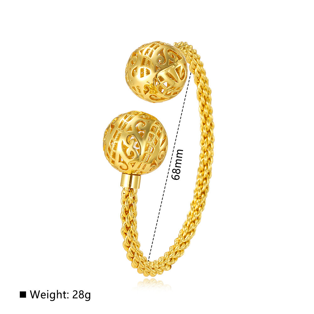 Wholesale round hollow twist spiral bracelet opening adjustable women' s  bracelet
