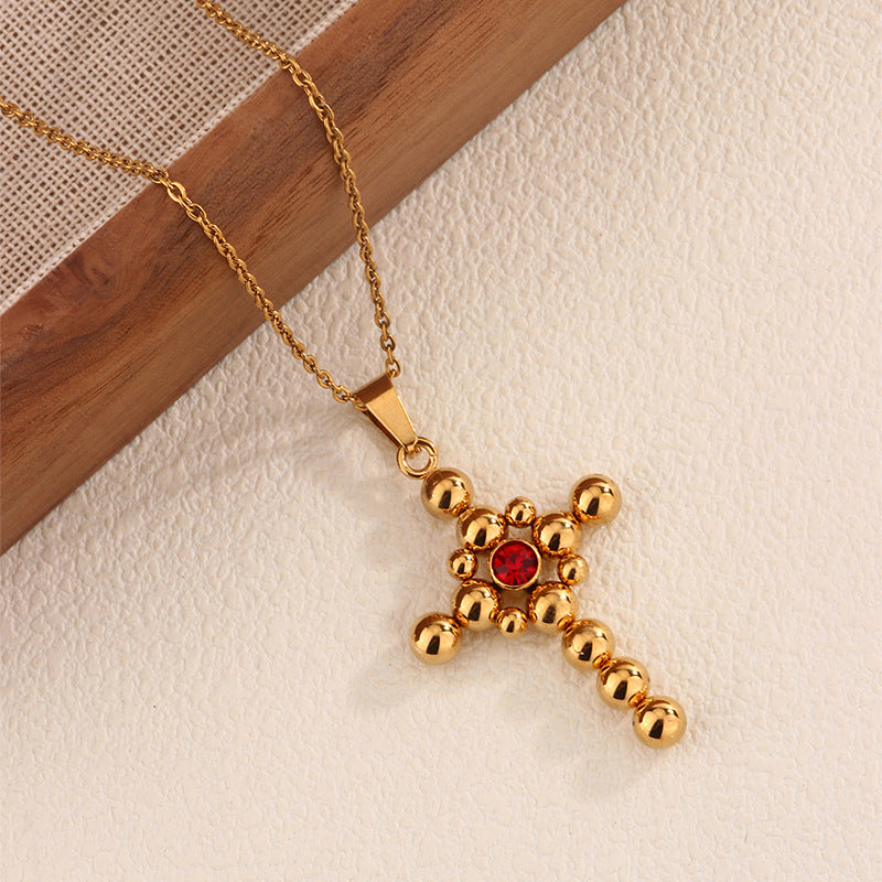 Wholesale Retro Gold   Pendant Zircon Stainless Steel Necklace