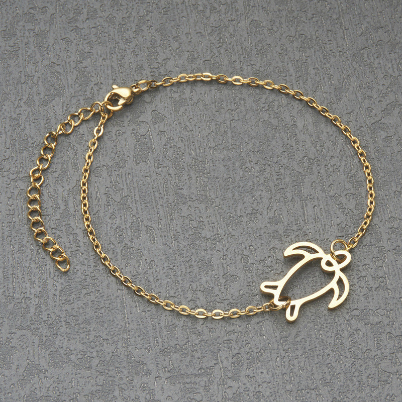 Wholesale Stainless Steel  Gold Turtle Hollow Pendant Bracelet