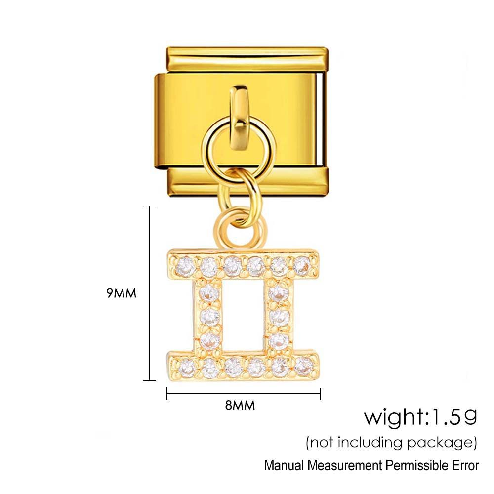 Wholesale 12 Zodiac Signs Rhinestone Pendant Bracelet Stainless Steel Fashion Jewelry Accessory Gift For Boutique Resale
