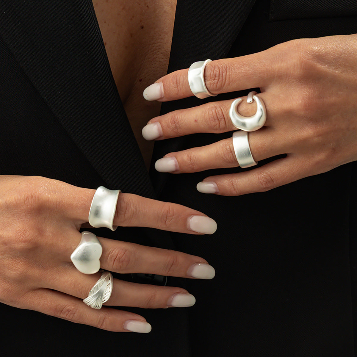 Wholesale Frosted Matte Heart Wide-Brimmed Ring Open Ring