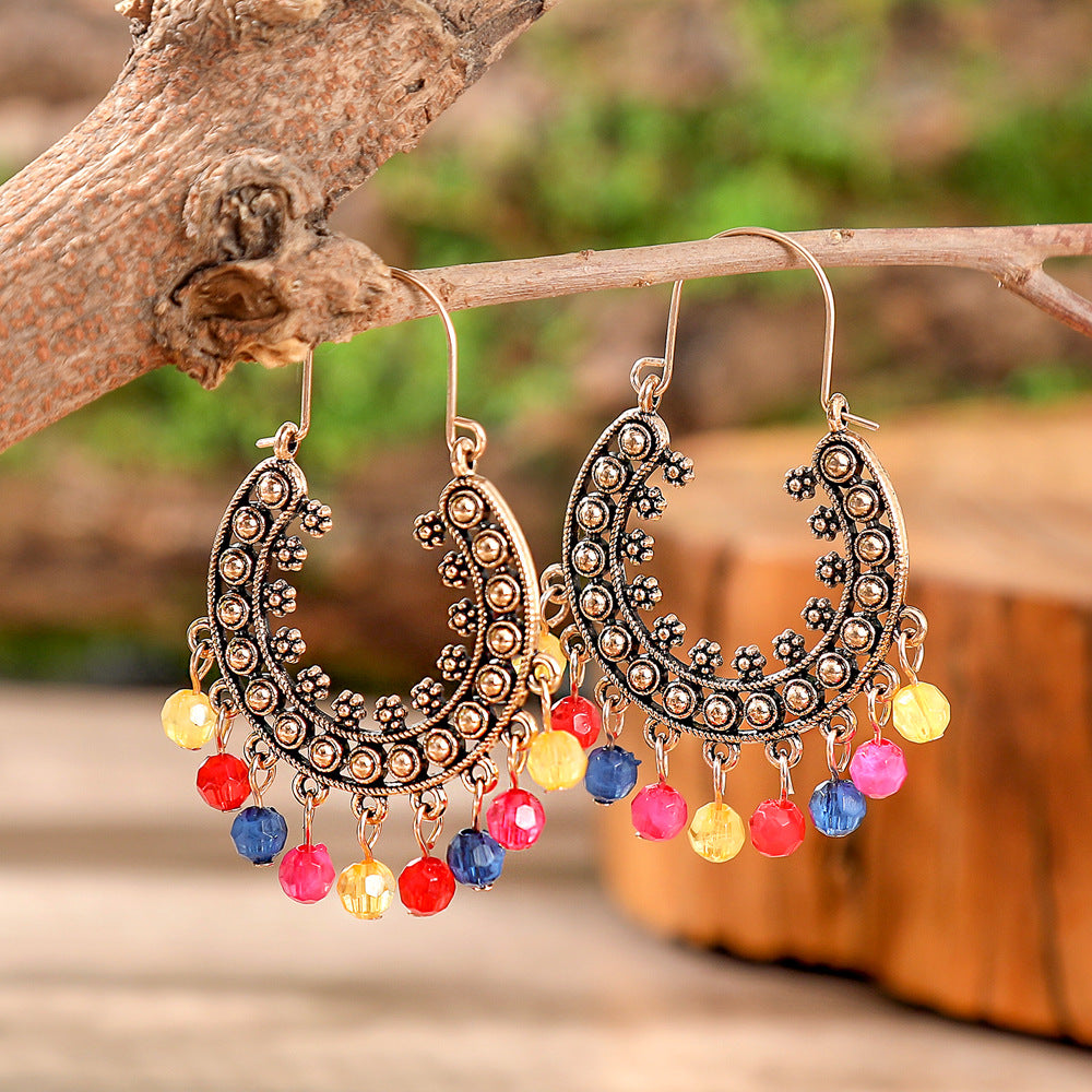 Wholesale Ethnic Style Colorful Tassel Earrings Zinc Alloy Fashion Accessory