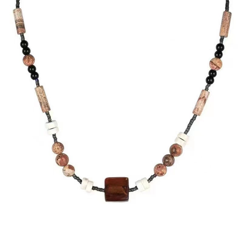 Wholesale Vintage Beaded Cube Necklace Ethnic Style Stacked Butterfly Pendant ACC-NE-Tongs002