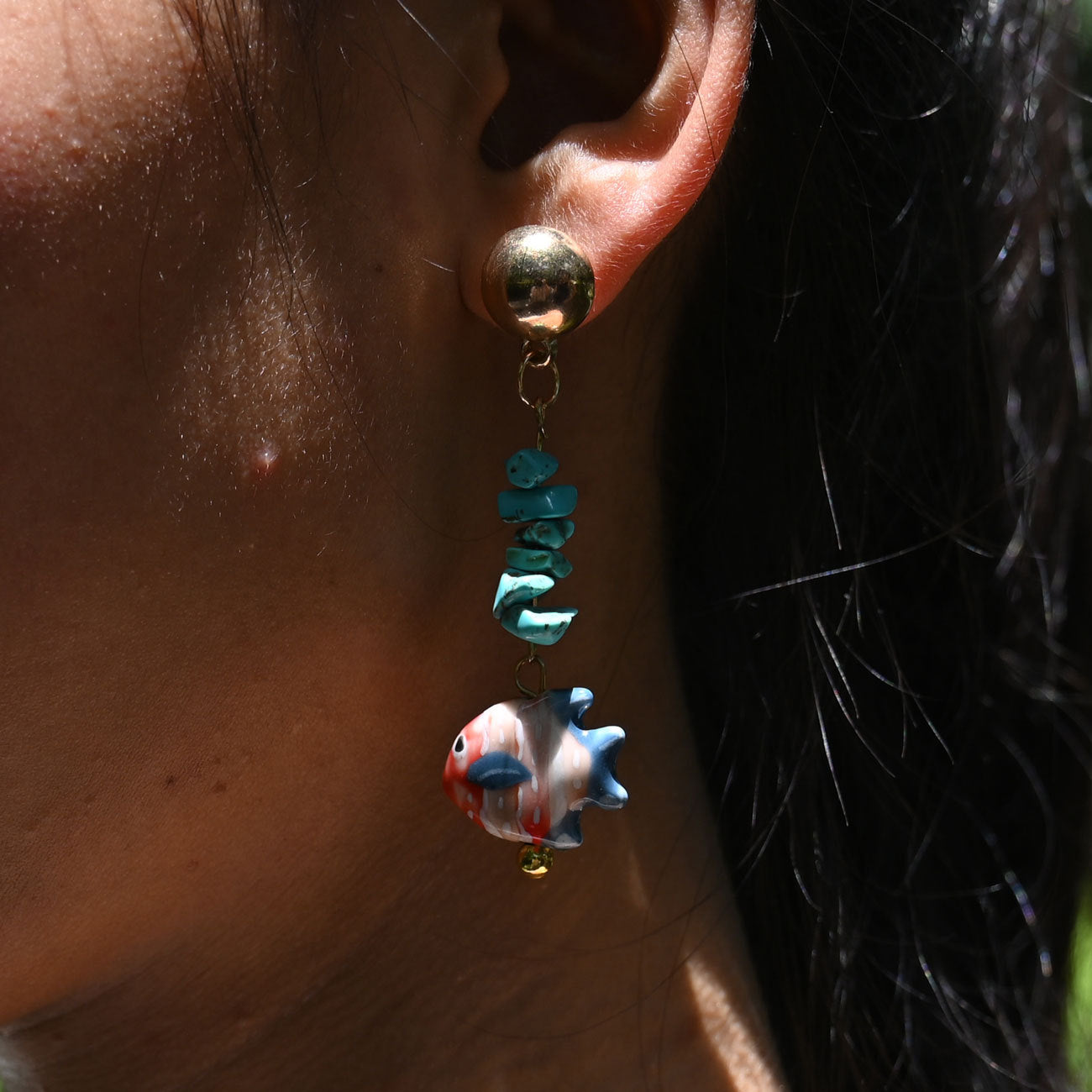 Wholesale  Natural Stone Starfish Conch Clownfish Earrings