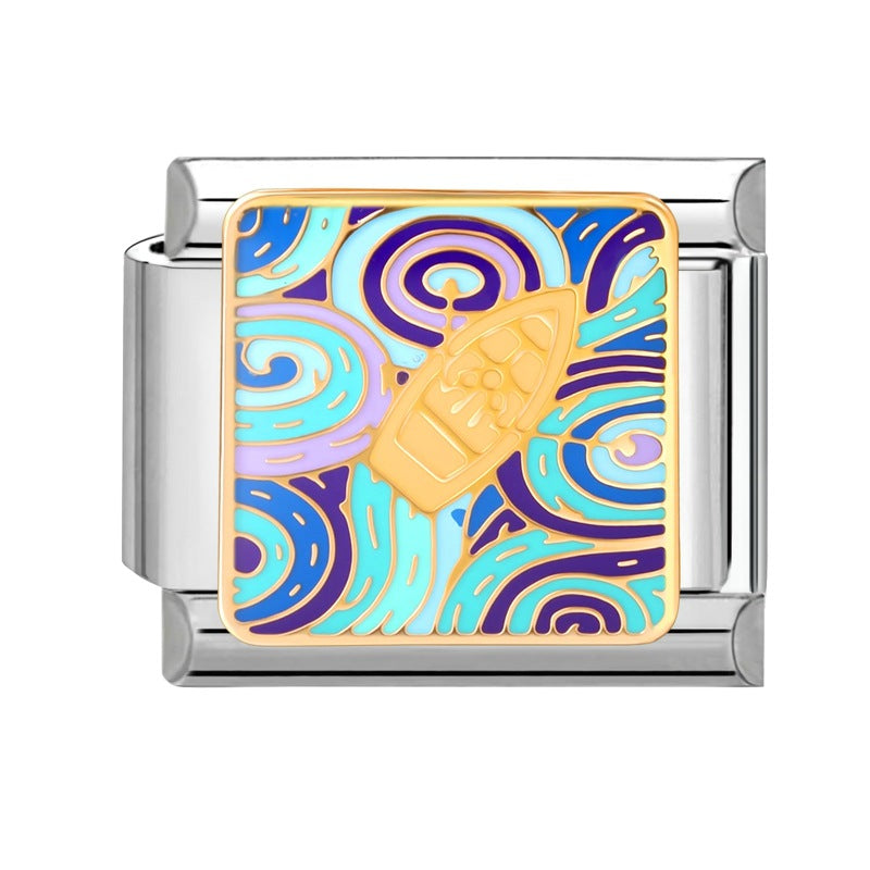 Wholesale  9mm Italian Charm Starter Bracelets DIY square Single Section Creative Stainless Steel Composable Bracelet