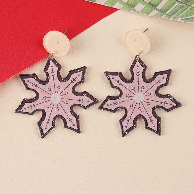 Wholesale Christmas Cartoon Acrylic Christmas Tree Deer Snowflake  Earrings