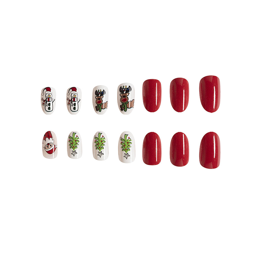 Wholesale 24 Pieces/box Christmas Santa Claus Christmas Tree Elk Manicure Press-on Nails Kits Nail Stickers ACC-NS-GuaiXL022