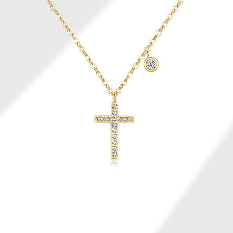 Wholesale s925 sterling silver cross necklace full diamond necklace