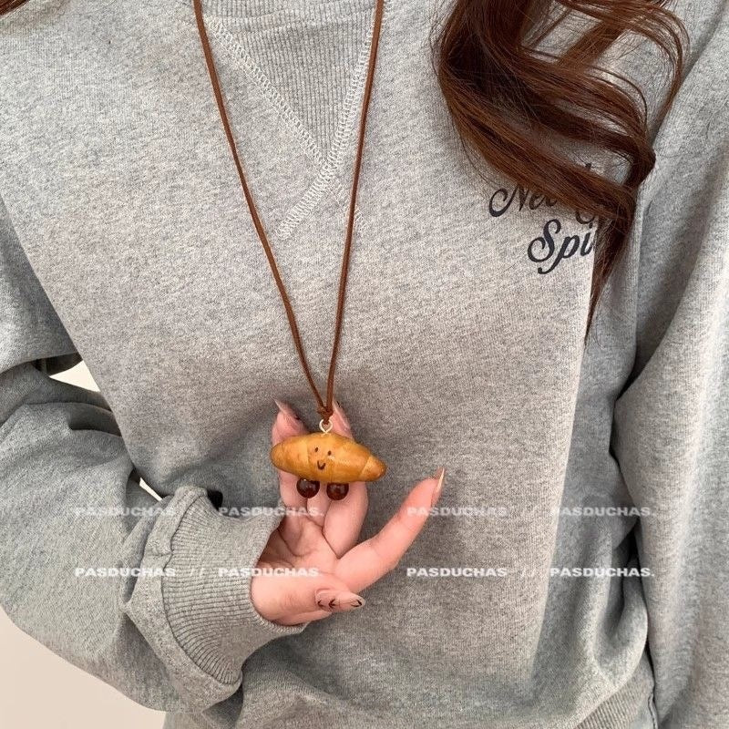 Wholesale Croissant Long Sweater Chain Necklaces