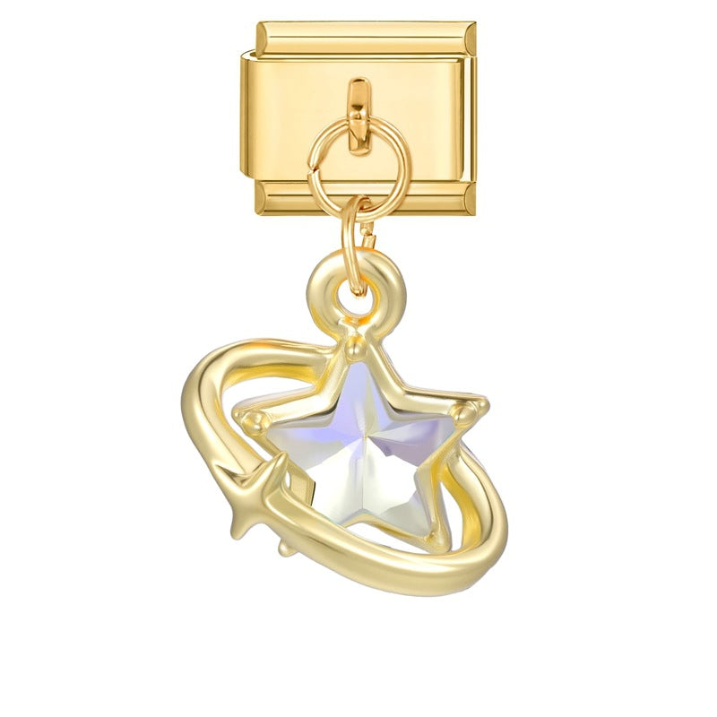 Wholesale Italian Charm Bracelet 9mm DIY Splicing Colored Gold Pendant Stainless Steel Composable Bracelet