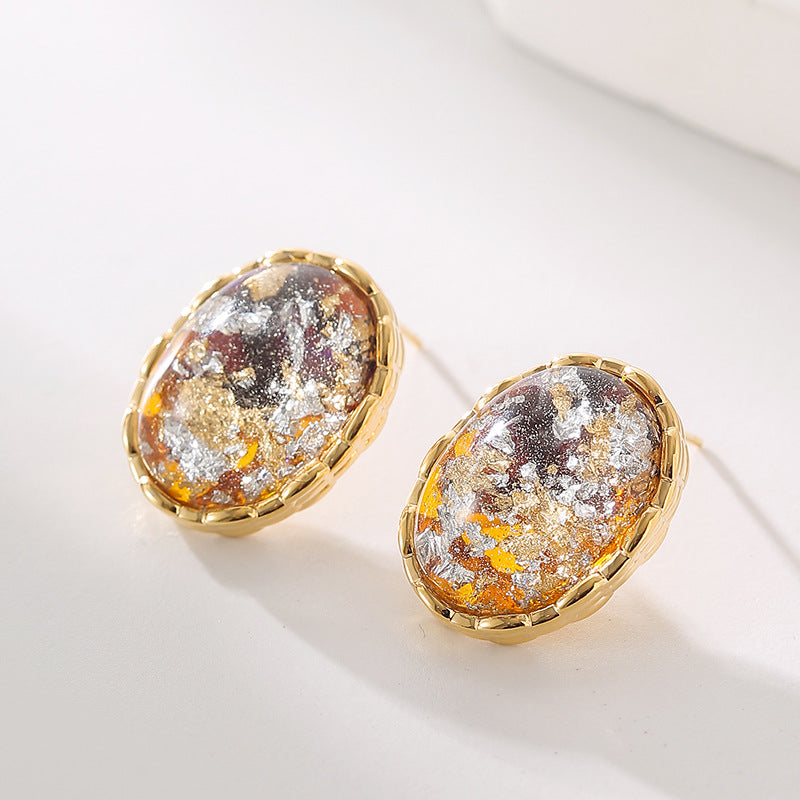 Wholesale  oil painting earrings silver needles gorgeous retro ear jewelry