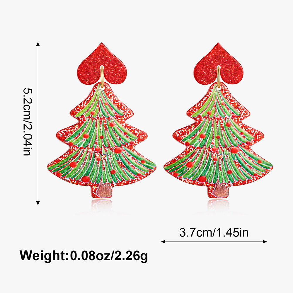 Wholesale Christmas Tree Hollow  Earrings