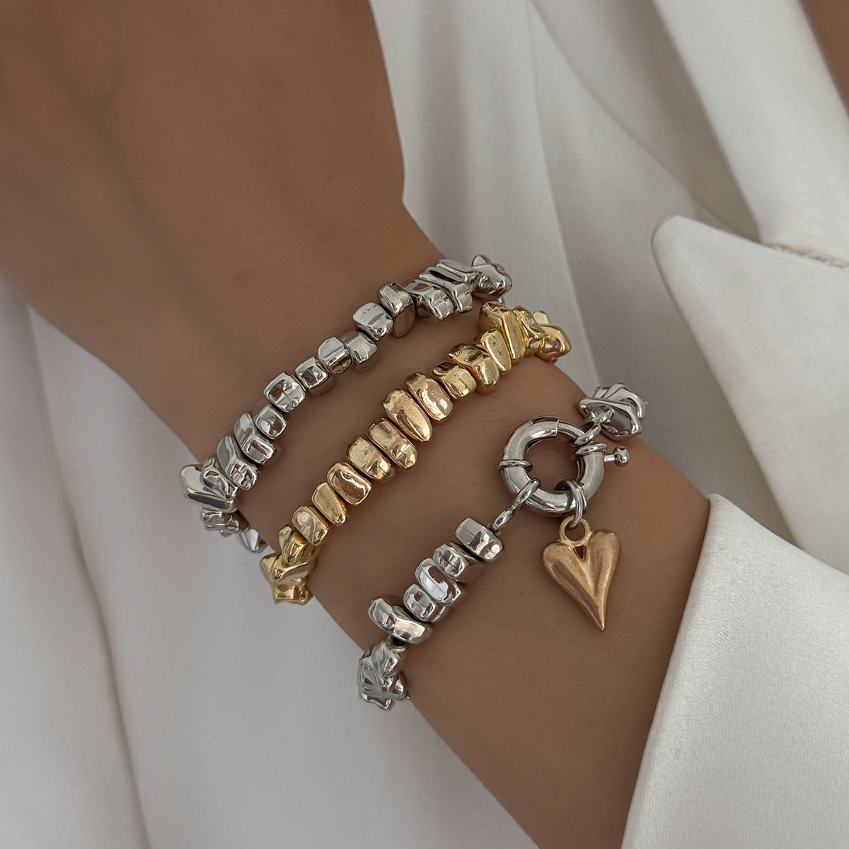 Wholesale Heart irregular CCB beaded clavicle necklace