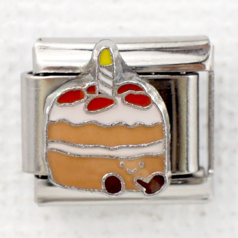 Wholesale 5pcs/pack Cartoon Italian Charms Single Section Creative Stainless Steel Composable Bracelet