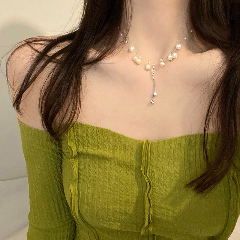 Wholesale Luxury Pearl Tassel Choker Necklace