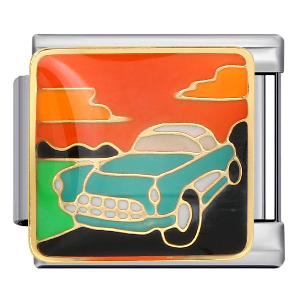 Wholesale Italian Charm Bracelet 9mm DIY Splicing Removable Transportation Series Stainless Steel Composable Bracelet