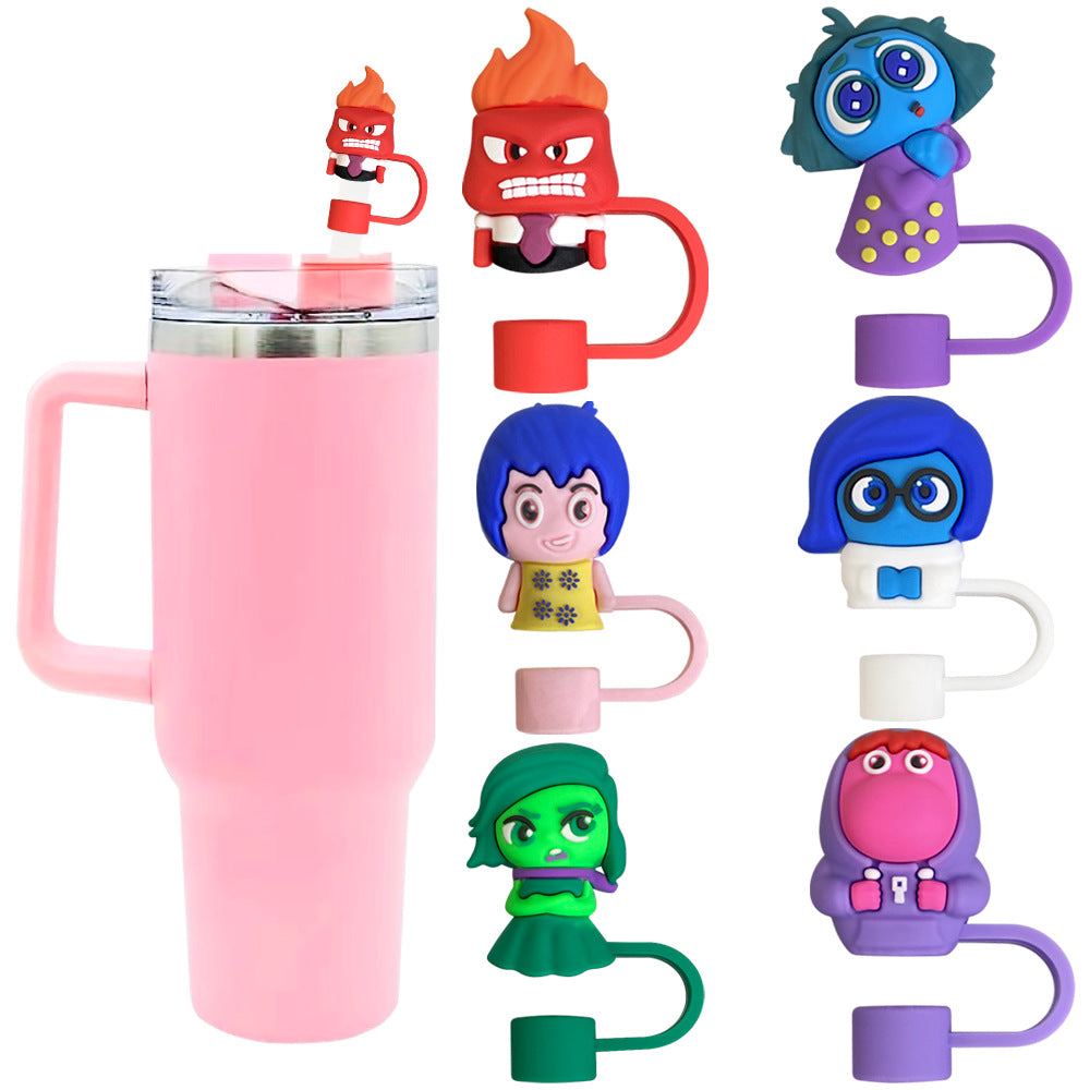 Wholesale 6pcs/set Cute Cartoon Straw Cover 10mm Straw Tube Cap ACCVIP-SCR-WX013