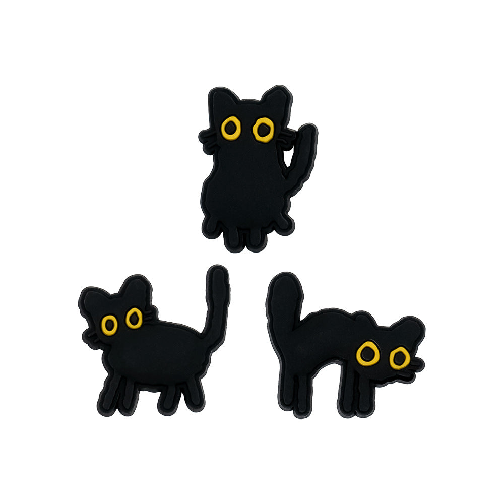 Wholesale 100pcs Random Black Cat Shoes Accessories Shoes Charms