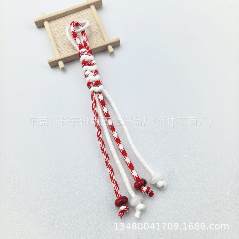 Wholesale Trendy Hand Knitted Contrast Color Keychain Lanyard Polyester Car Key Accessory