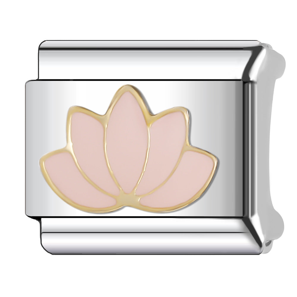 Wholesale Italian Charm Bracelet 9mm DIY Splicing Creative Flower Stainless Steel Composable Bracelet